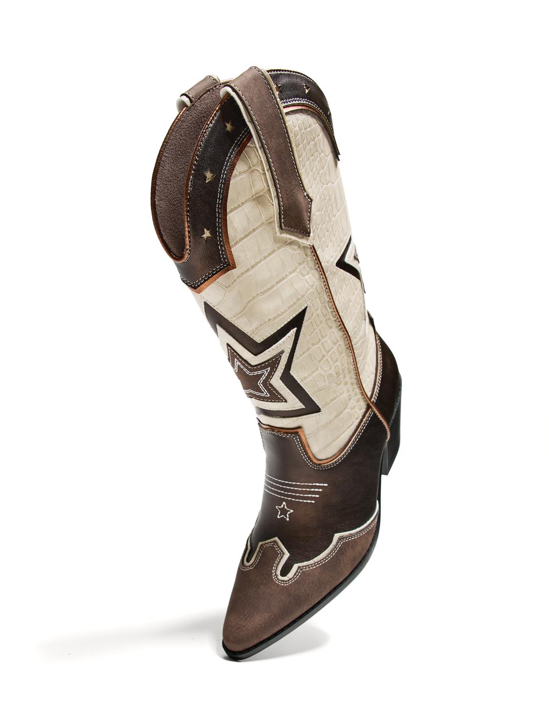 Botins tacão cowboy com bordados