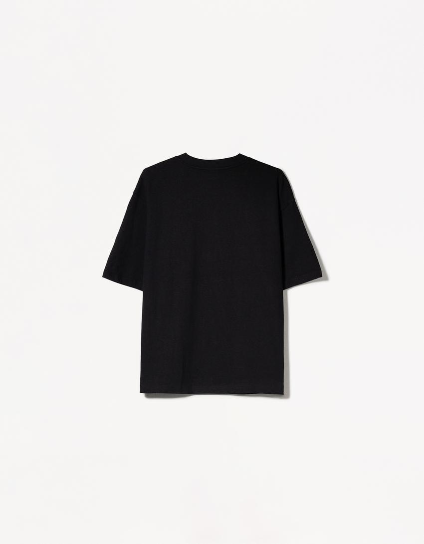 T-shirt manga curta oversize heavy cotton-Preto