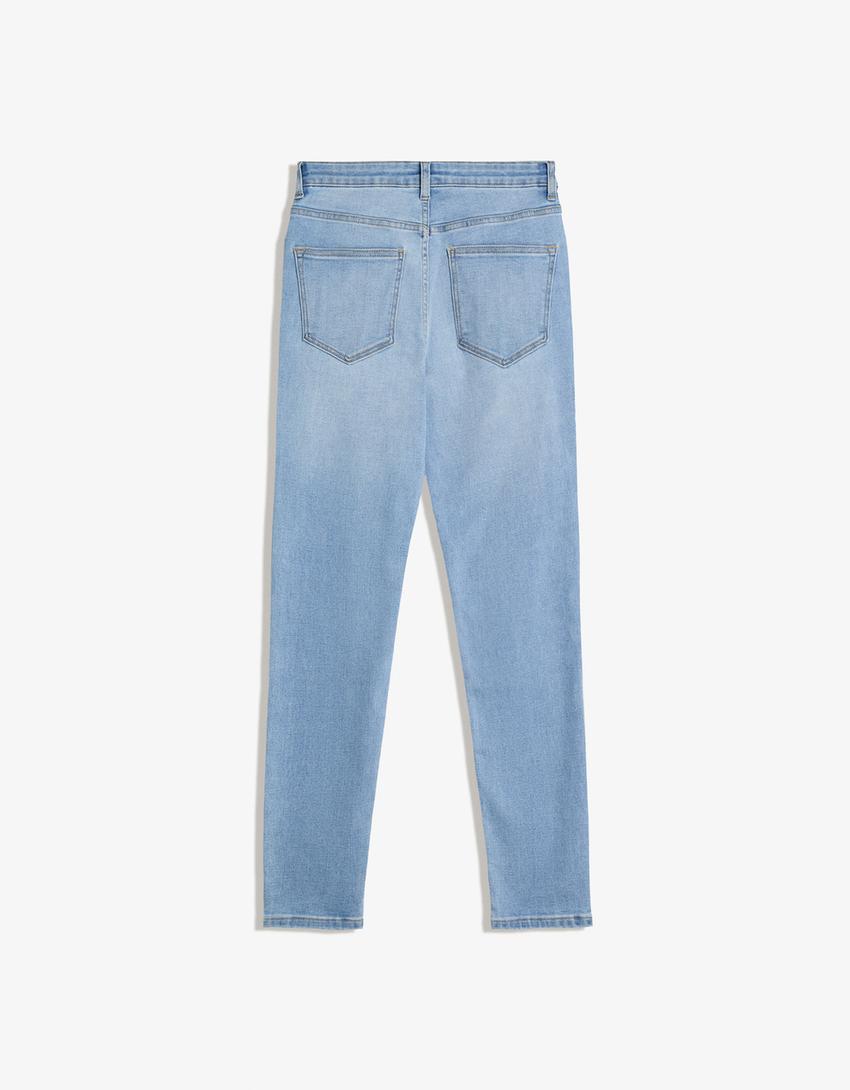 Jeans super taille haute skinny fit soft-Bleu clair-1