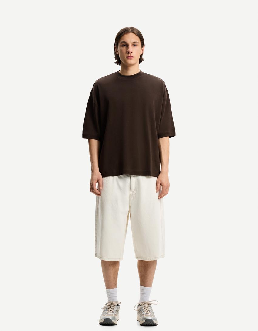 Boxy short sleeve T-shirt-Brown