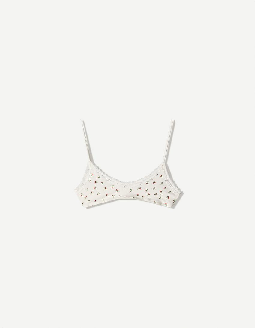 Top bralette print flores-Blanco