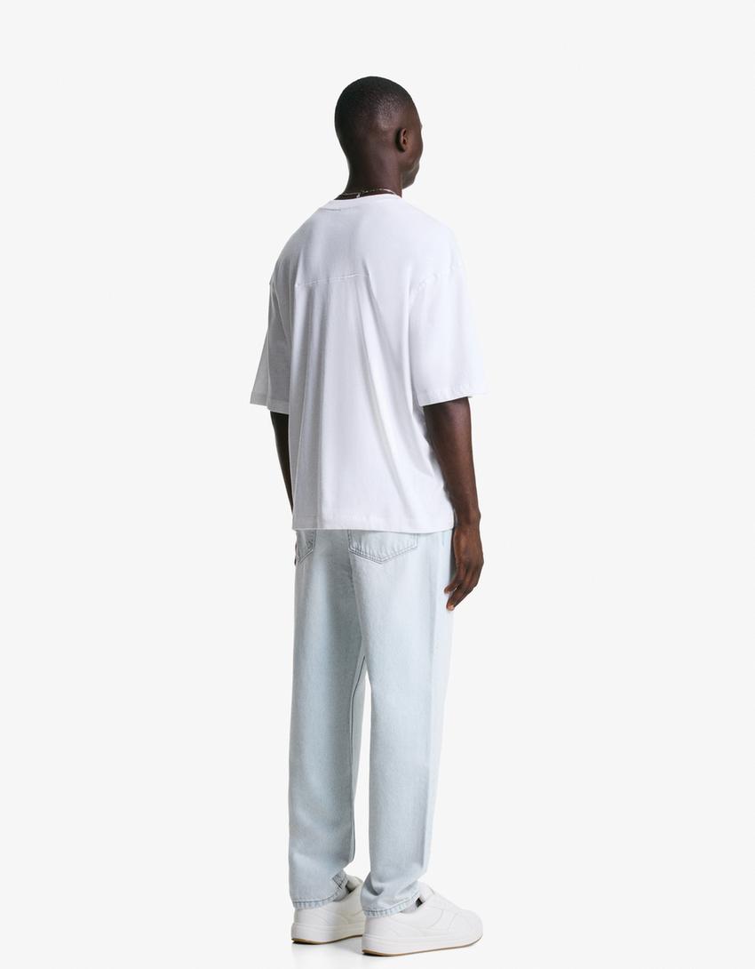 Jeans loose fit afunilado-Azul claro-1