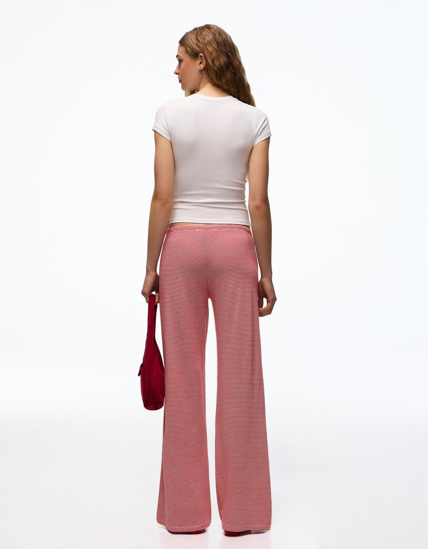 Gerade Hose mit Streifenprint-Rot