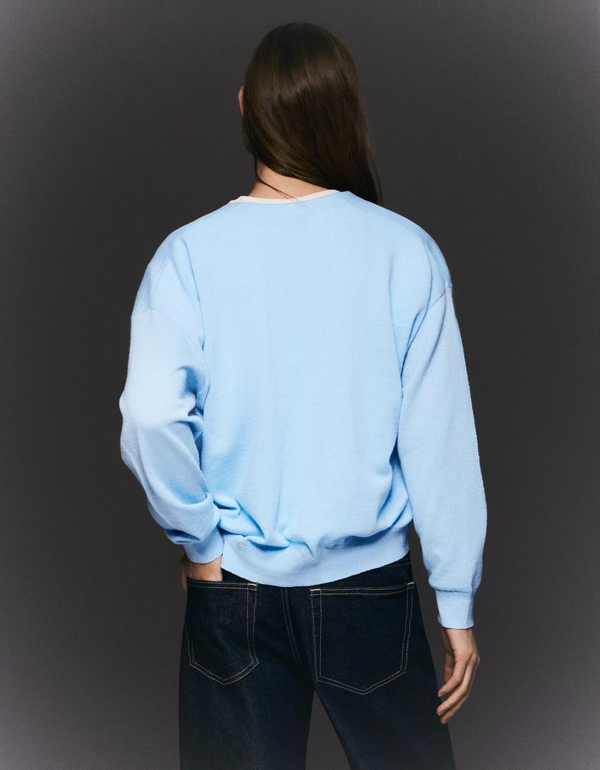 Basic cardigan-Light blue