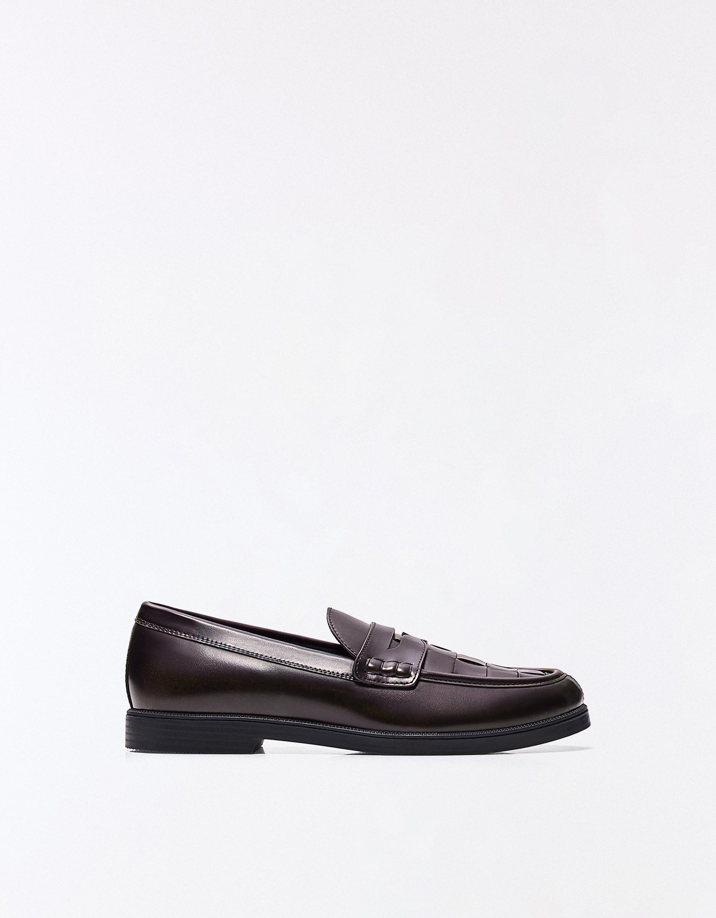 Bershka Mocasín Fino Trenzado Hombre Marrón