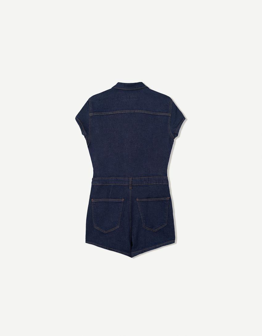 Mono denim corto-Marino-5