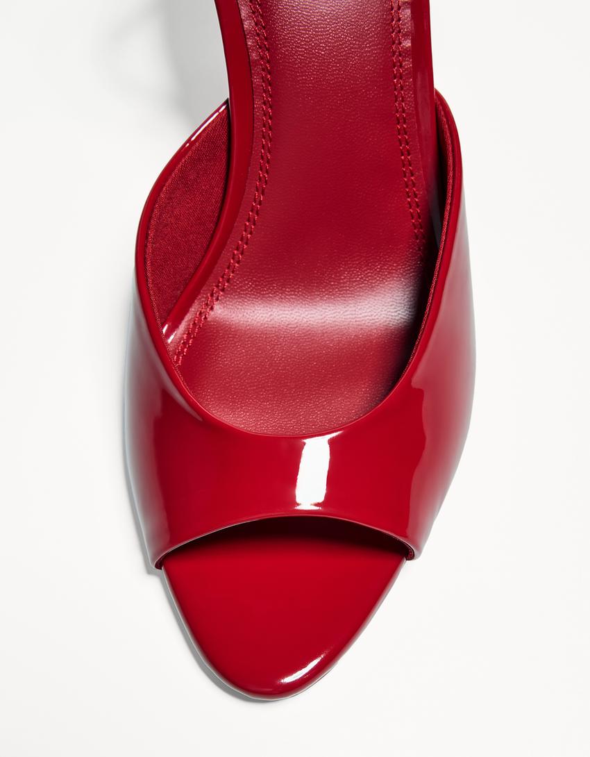 Sandales à talon fendu avec bracelet-Rouge-2