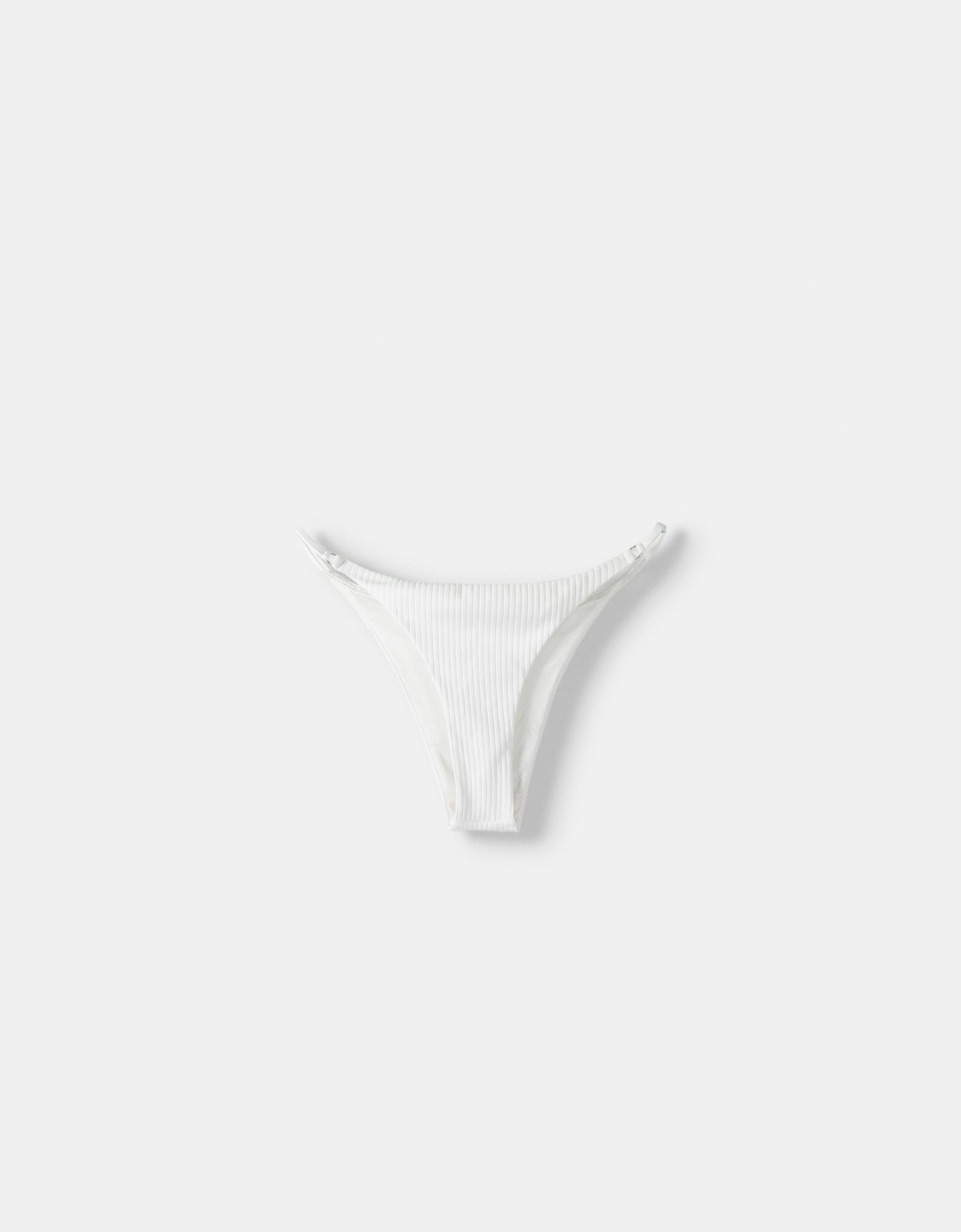 Bershka Bikinihöschen Mit Patentmuster Damen S Weiss