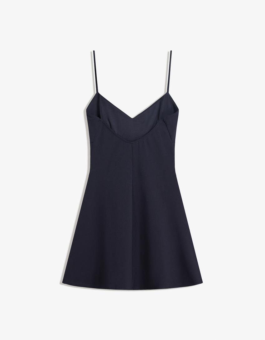 Robe mini à bretelles-Marine-5