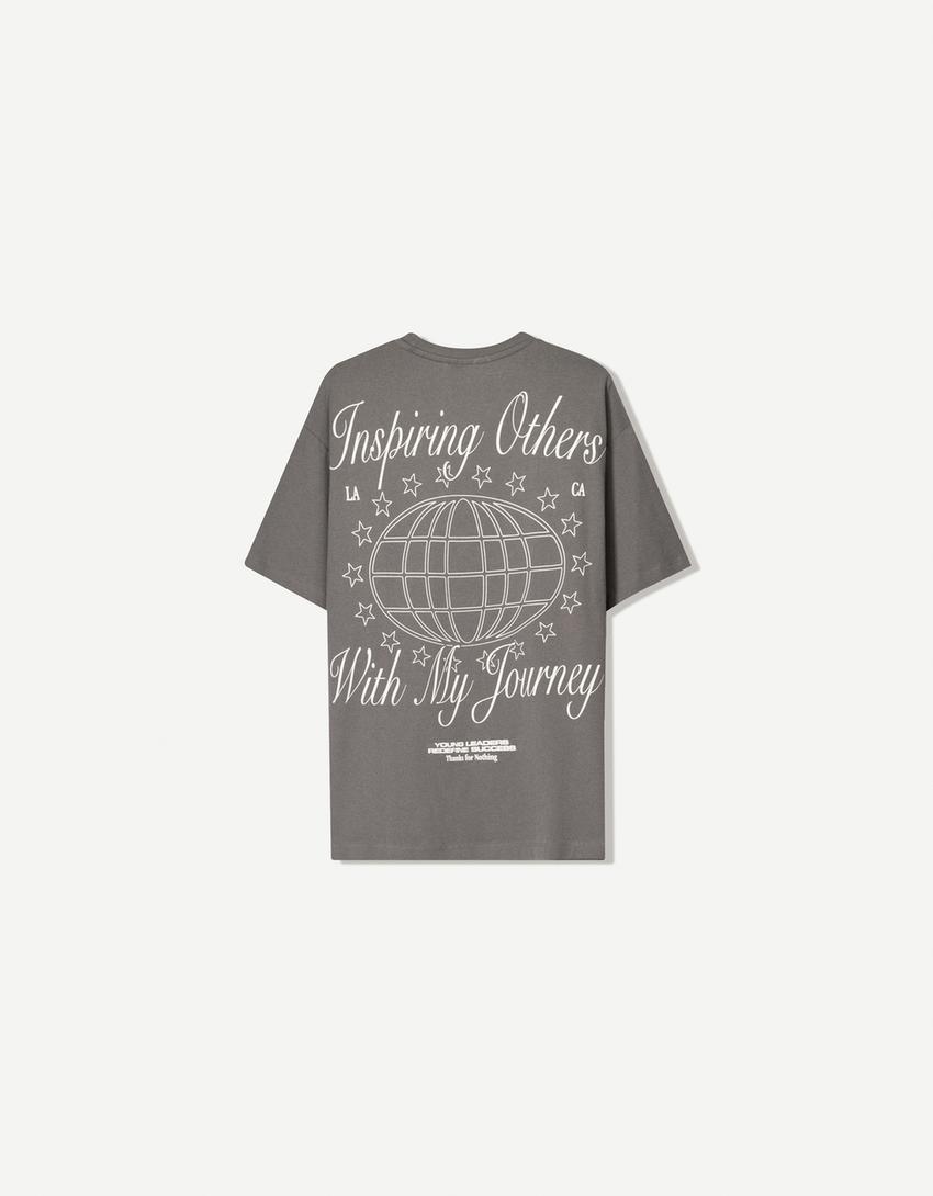 Camiseta manga corta print-Gris-5