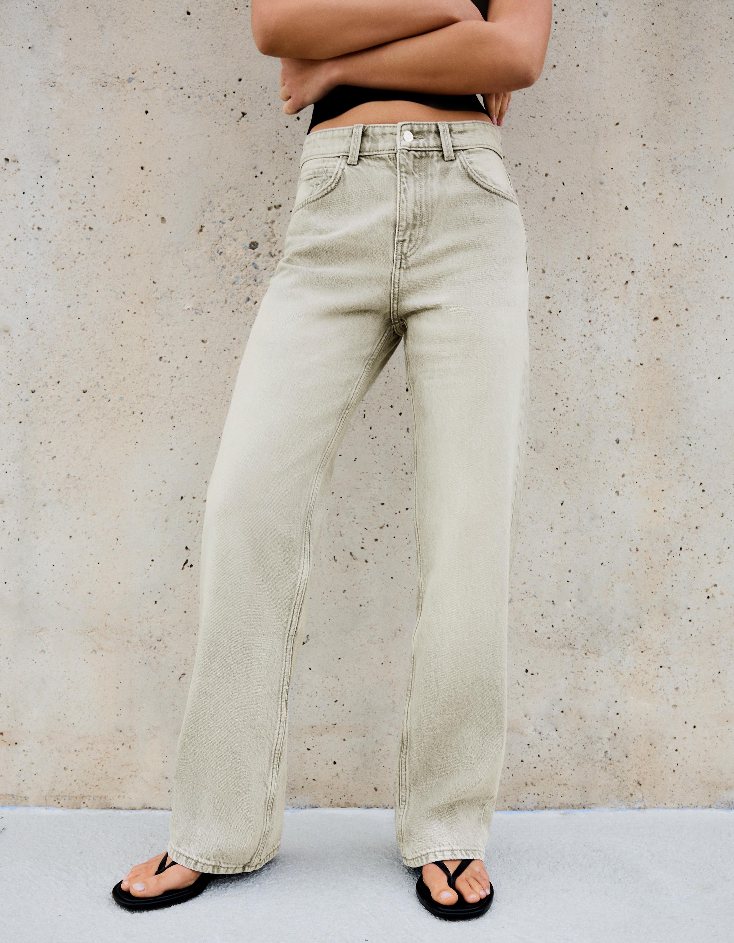 Yüksek bel straight fit geniş paça jean - Görsel 37