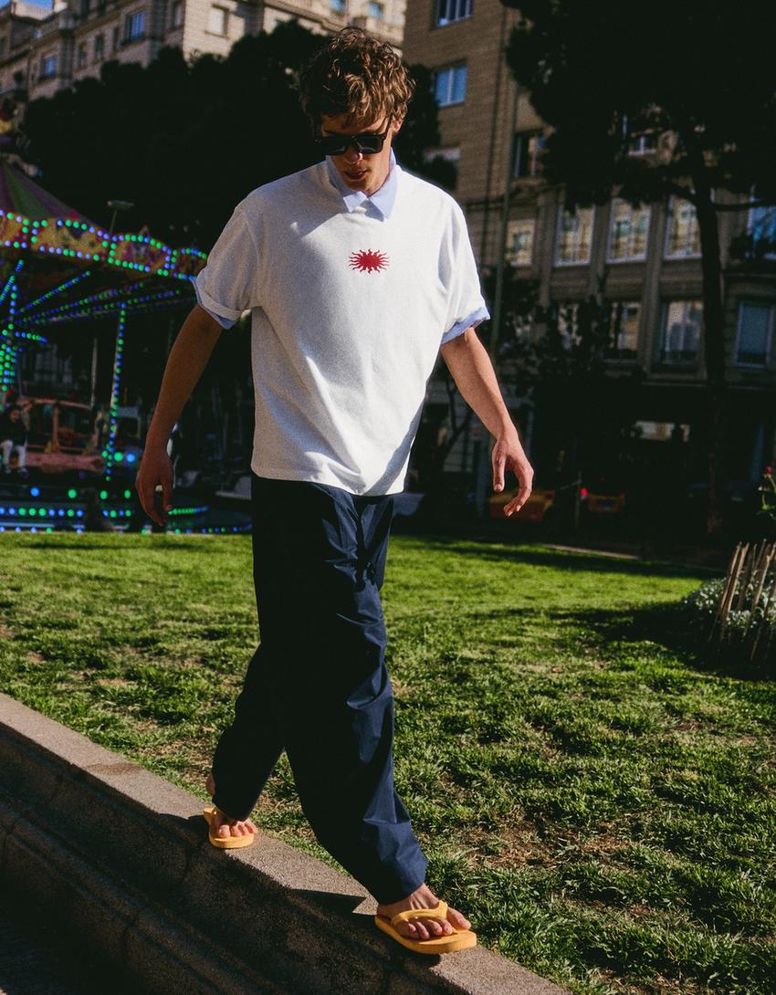 Boxy fit print T-shirt-Off white