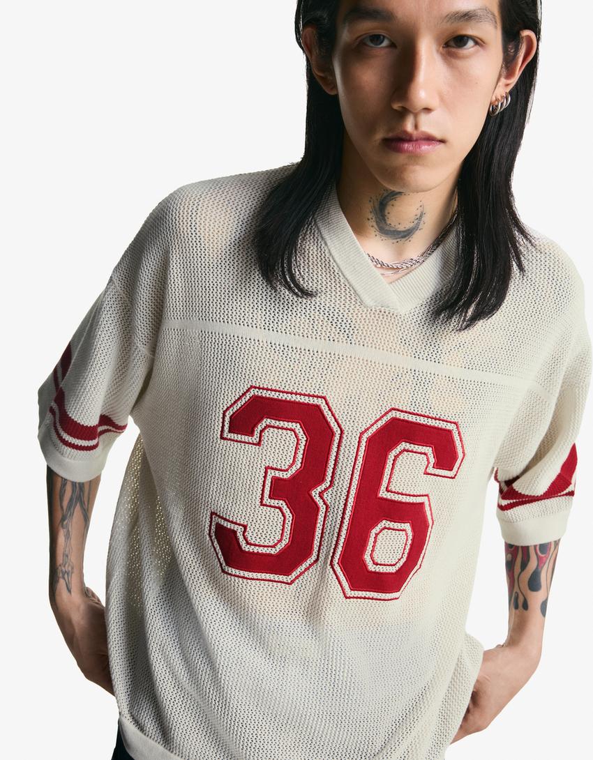 Camiseta manga corta sport mesh-Blanco roto-2