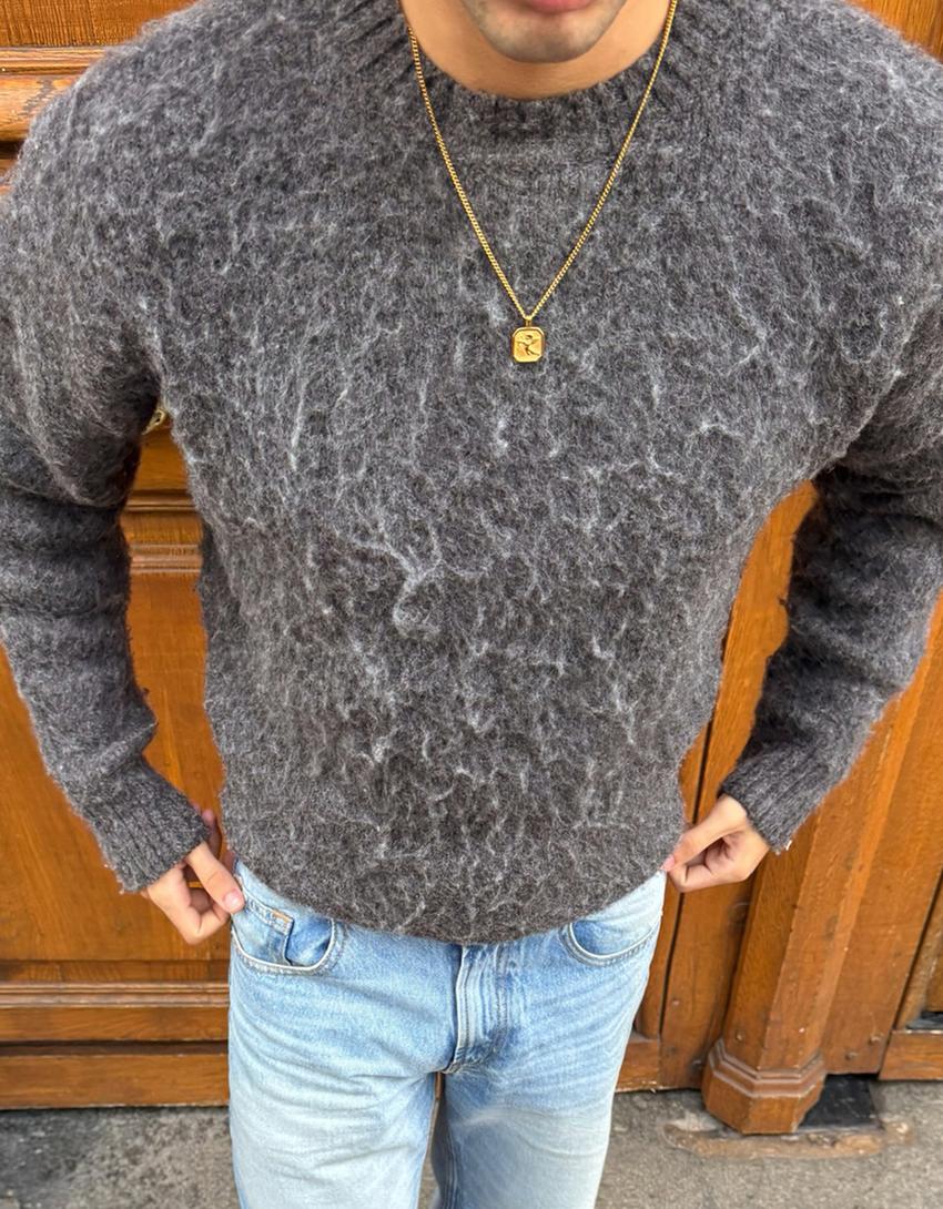 Brushed-effect jumper-Dark grey