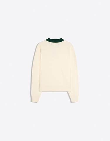 Contrast embroidered polo collar jumper — Off white 6