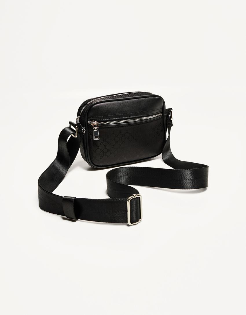 Bolso crossbody técnico print-Negro-2