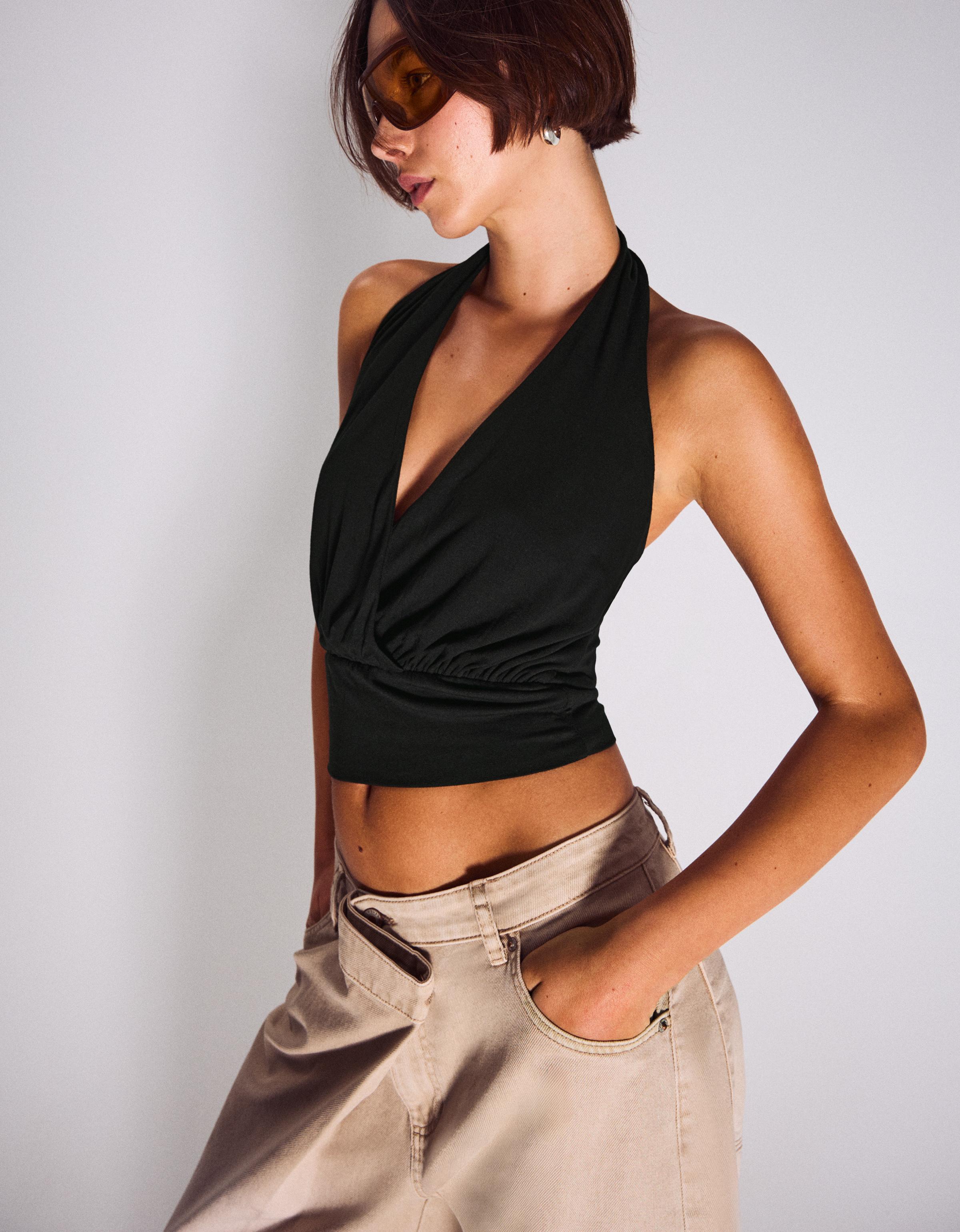 Kruvaze büzgülü peplum top - Görsel 41