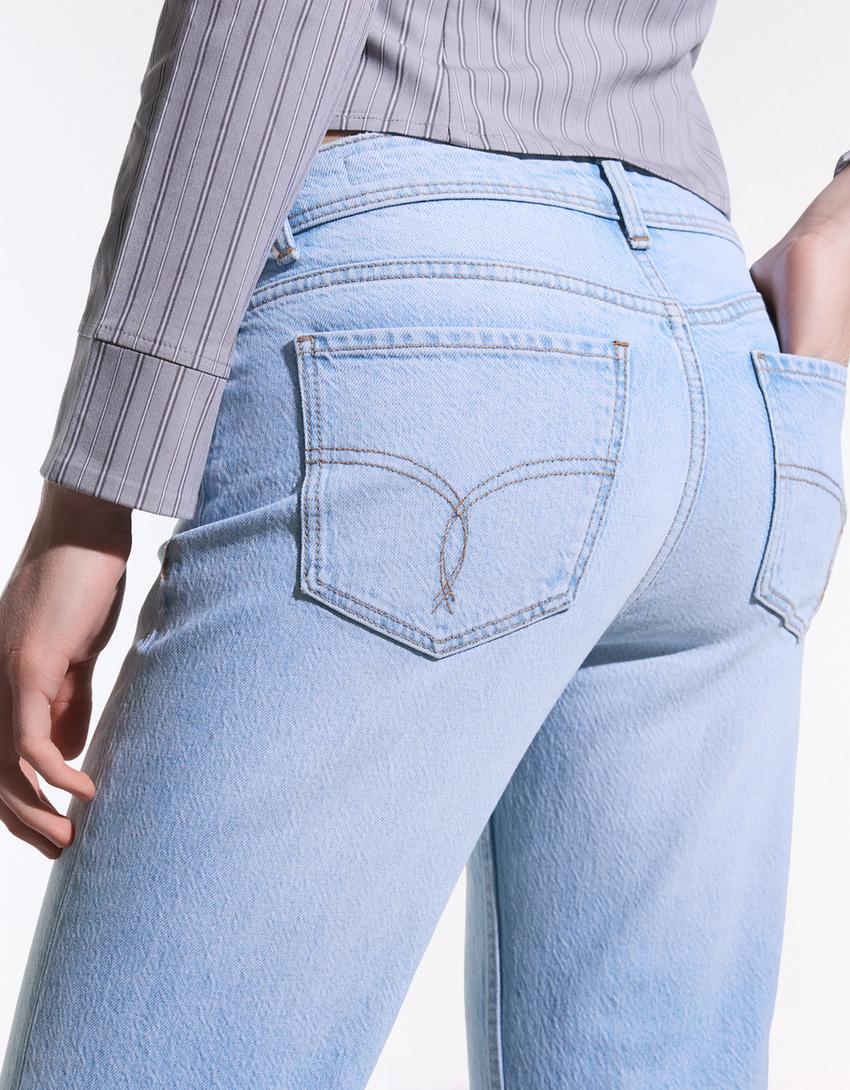 Blugi bootcut talie joasă-Albastru deschis