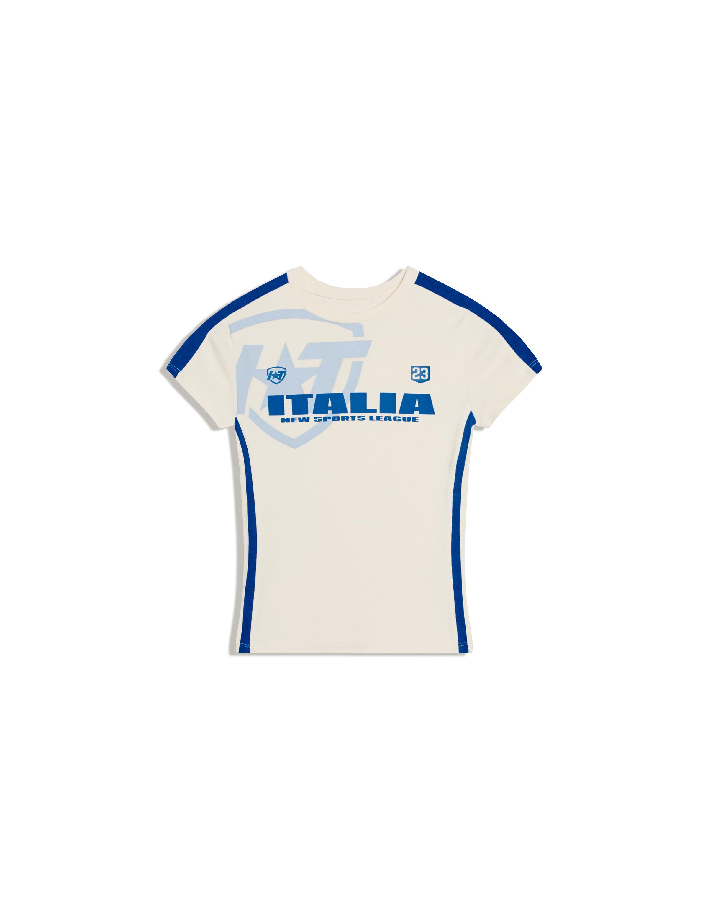 Short sleeve sport print T-shirt — Off white