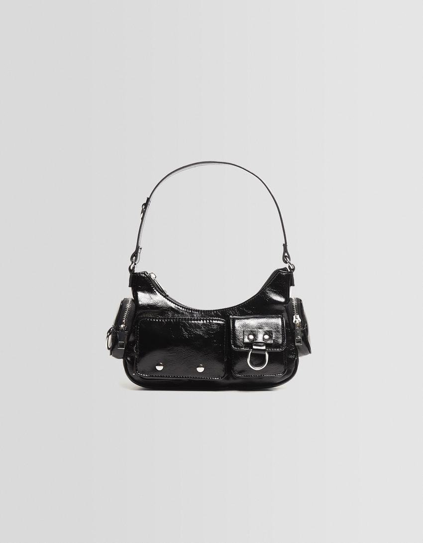Multi-pocket shoulder bag-Black