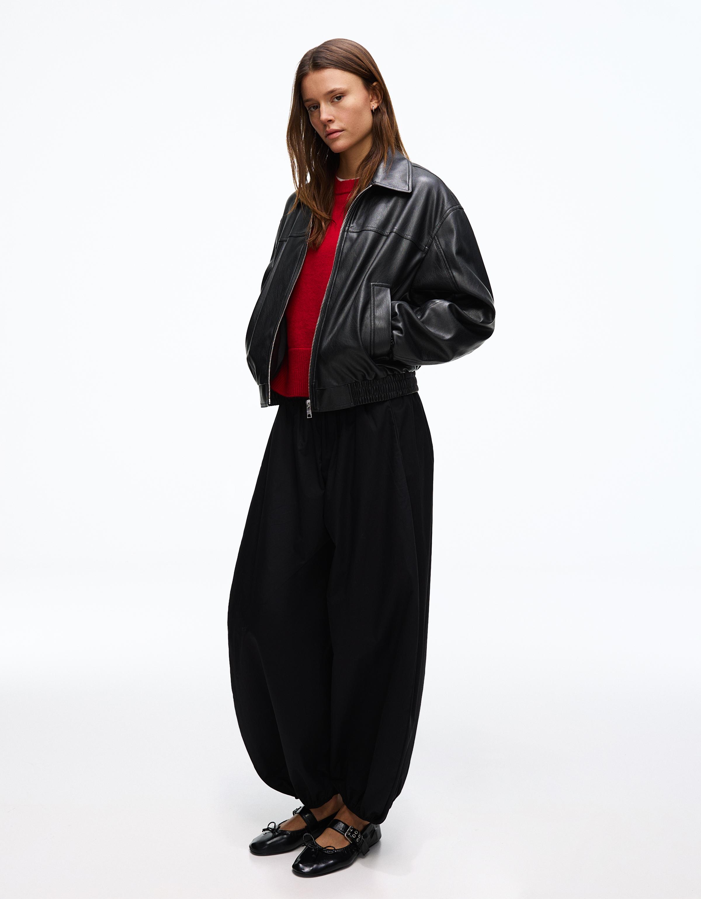 Faux leather jacket - Jackets and trench - Women | Bershka