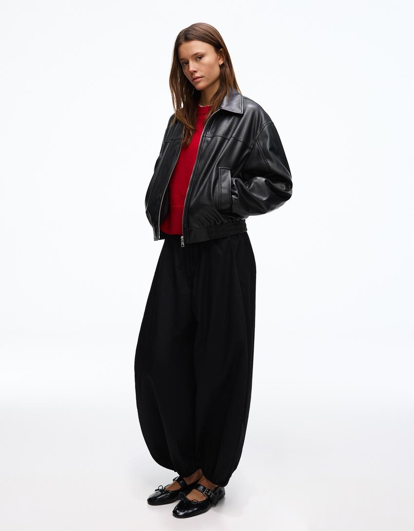 Cazadora efecto piel-Negro