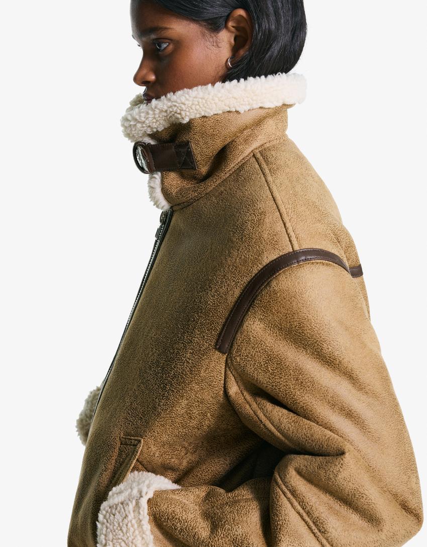 Veste biker double face-Camel-2