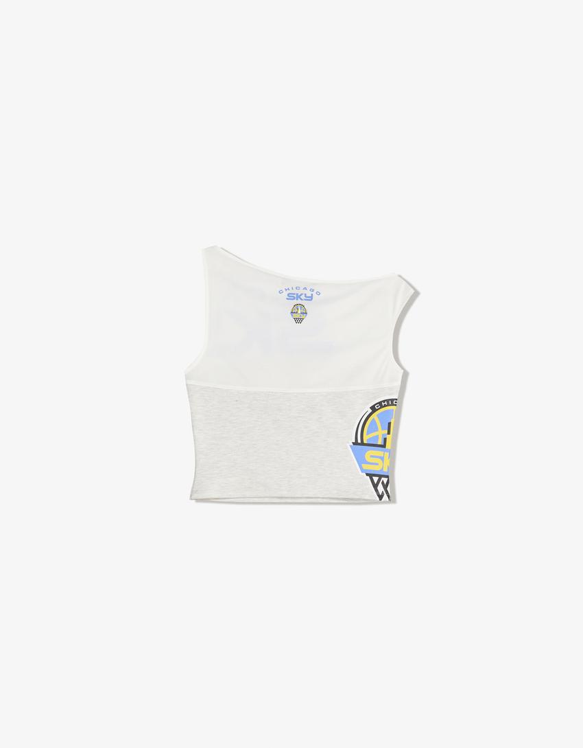 Camiseta WNBA sin mangas asimétrica-Gris-5