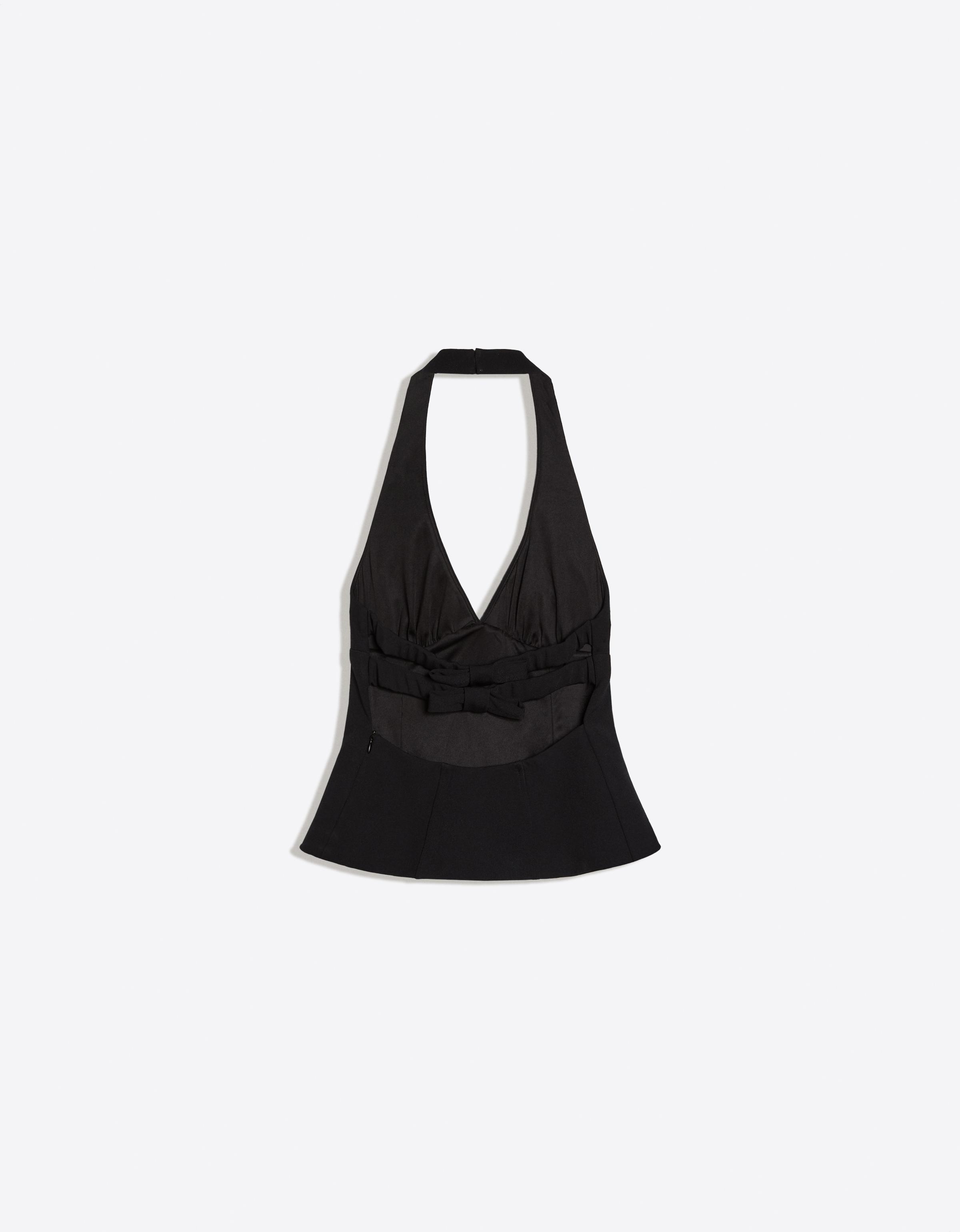 Structured halter top with ties — Black