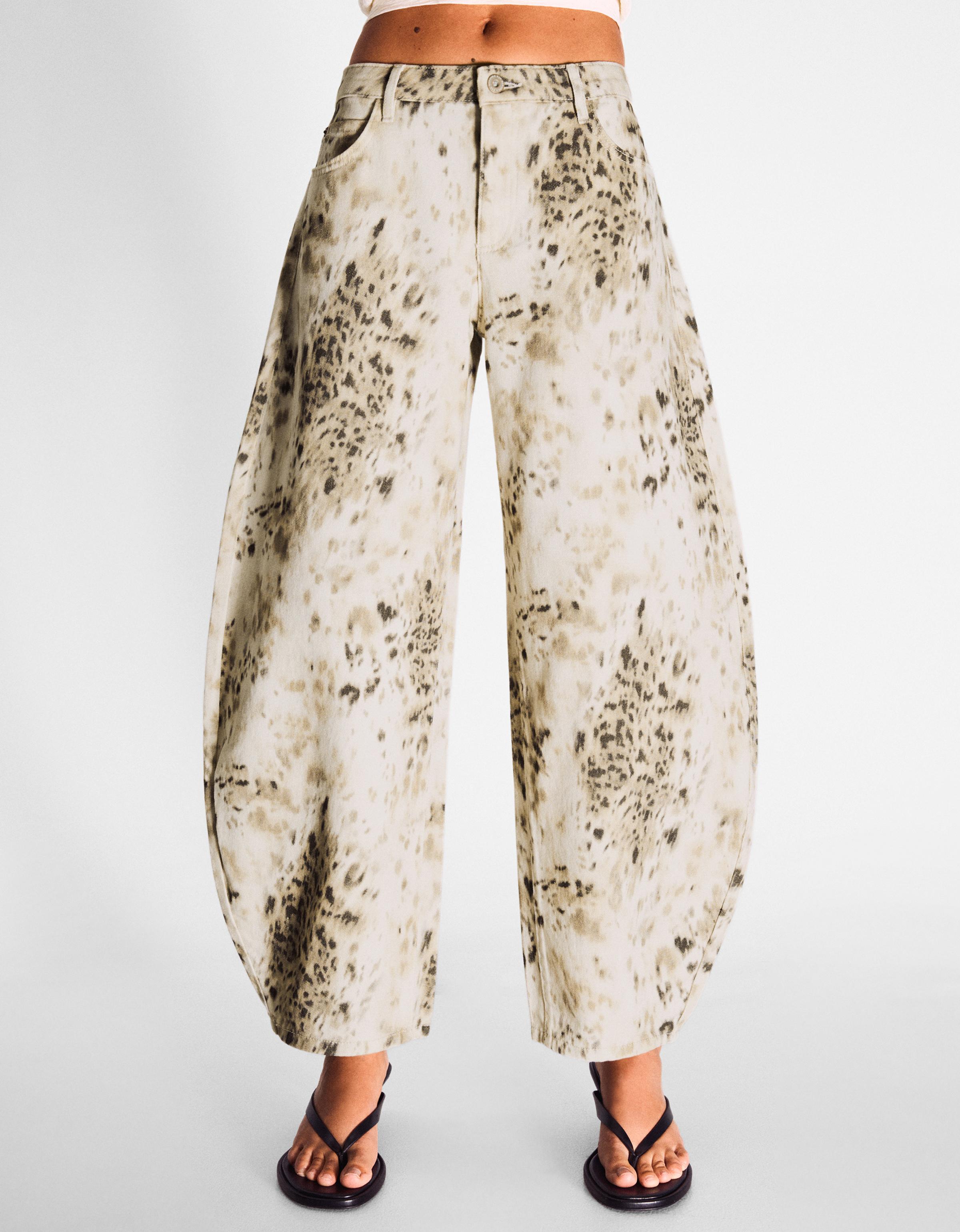 Baskılı barrel fit pantolon - Görsel 22