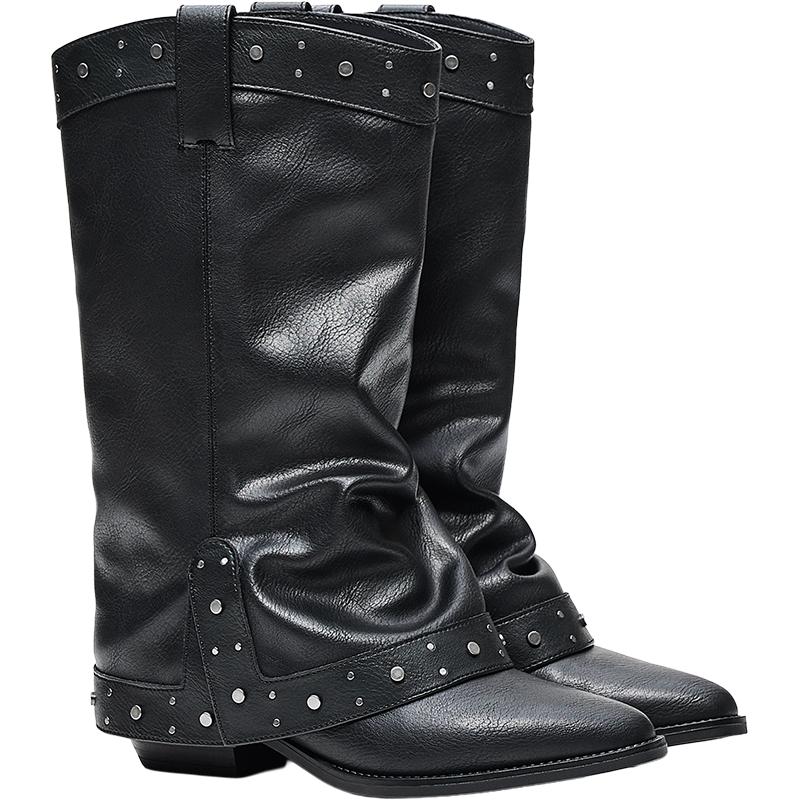 Cowboy trouser boots — BLACK
