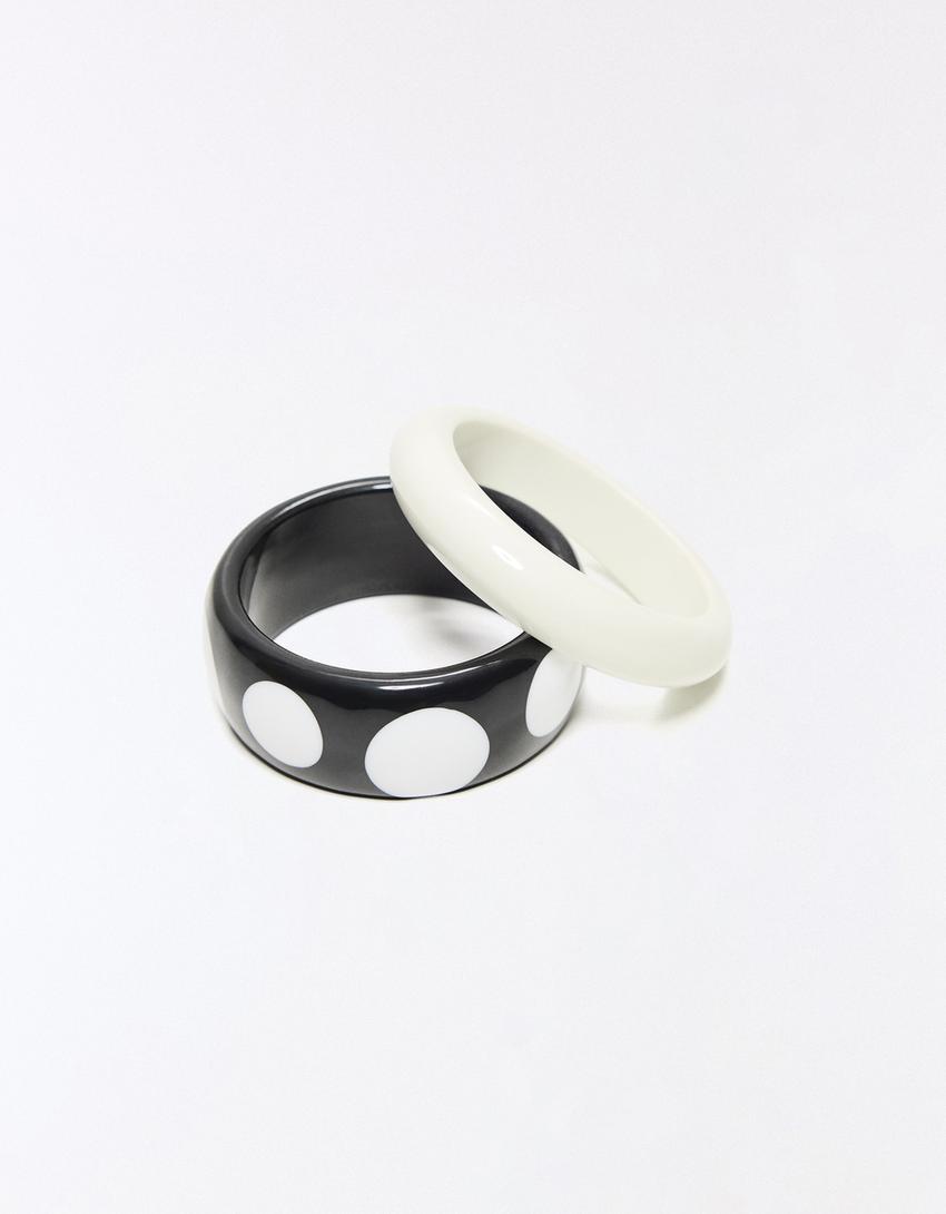 Pack berisi 3 gelang efek resin-Hitam