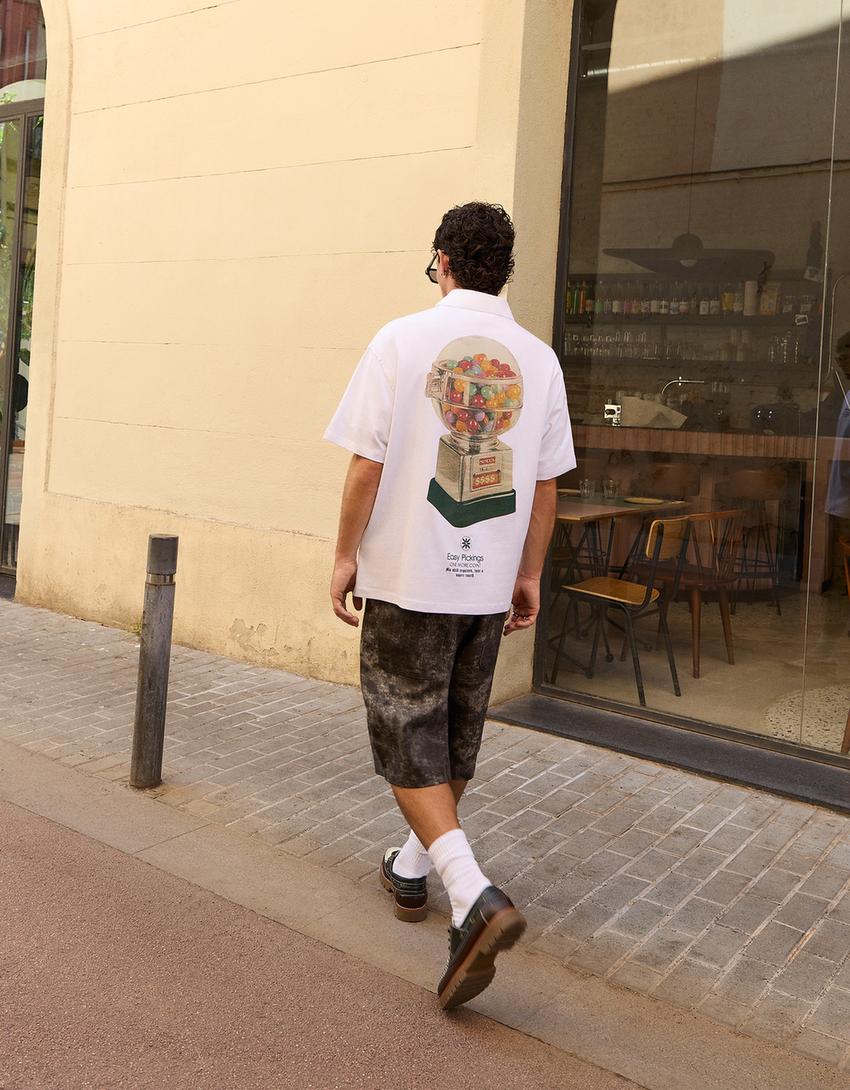 Short sleeve T-shirt with print-White