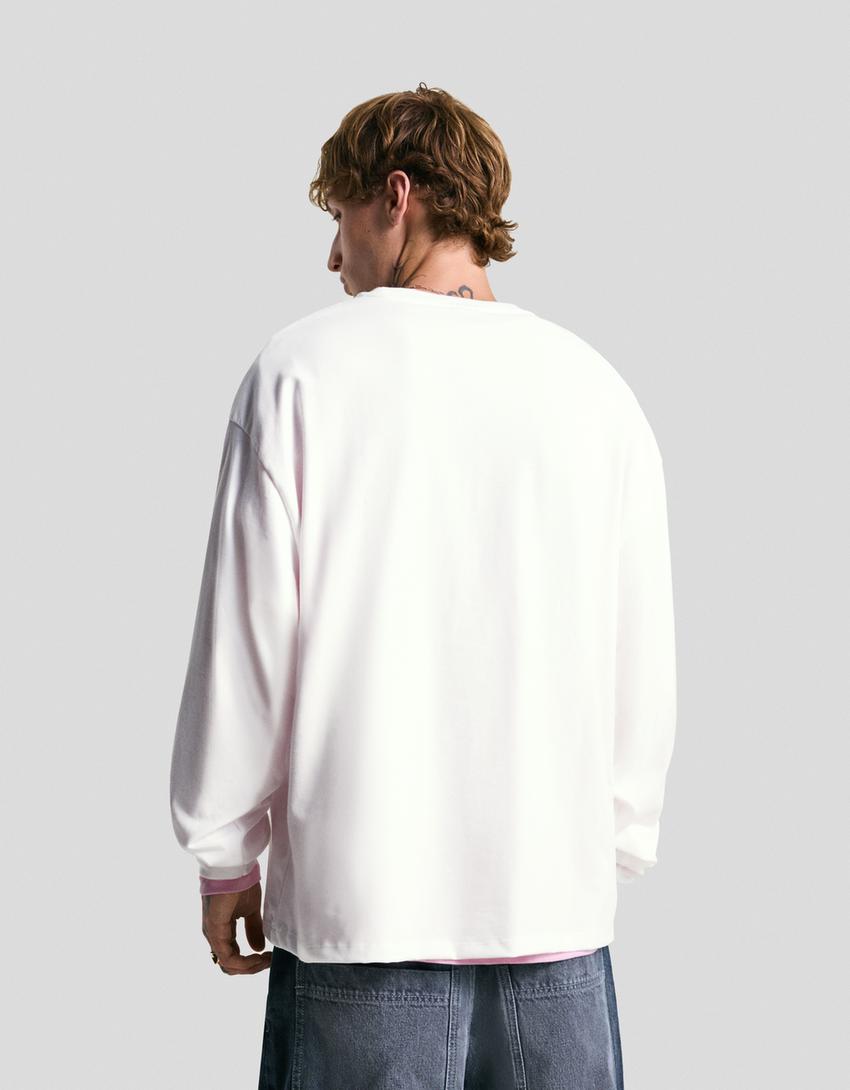 Camiseta manga larga boxy-Blanco roto-1