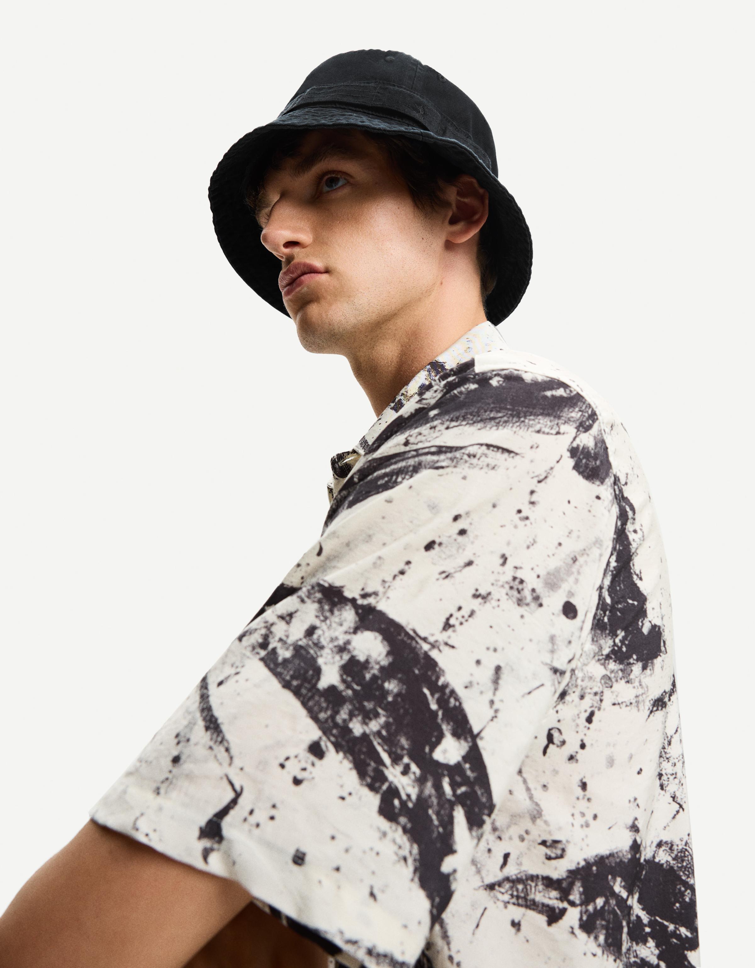 Bershka Bucket-Hat Im Washed-Look Herren Schwarz