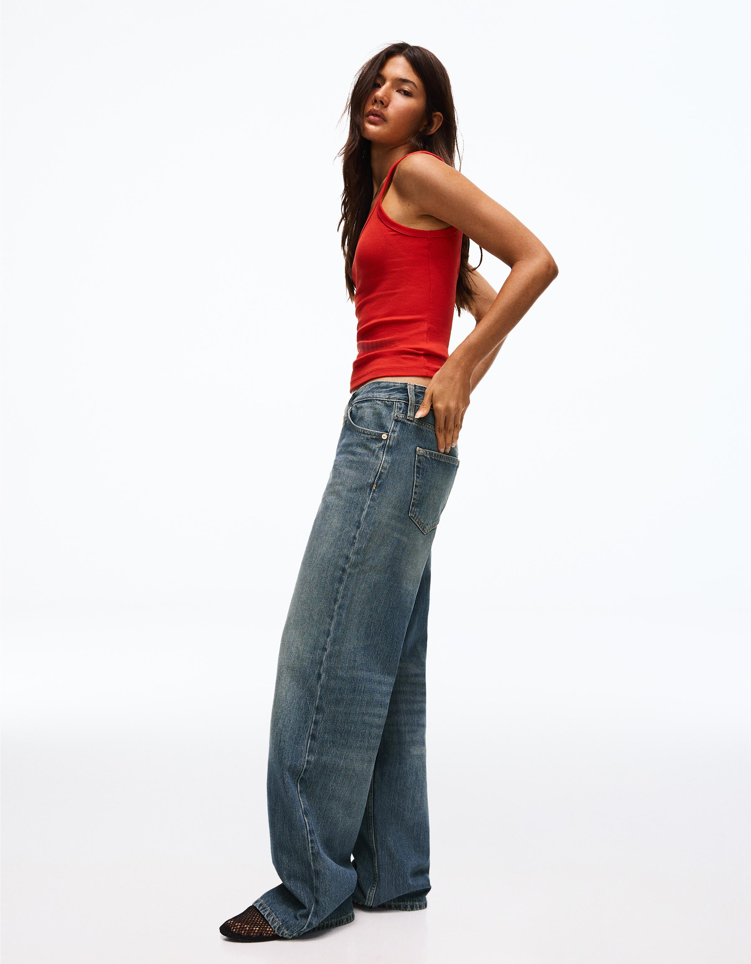 Low-rise straight jeans — Light blue