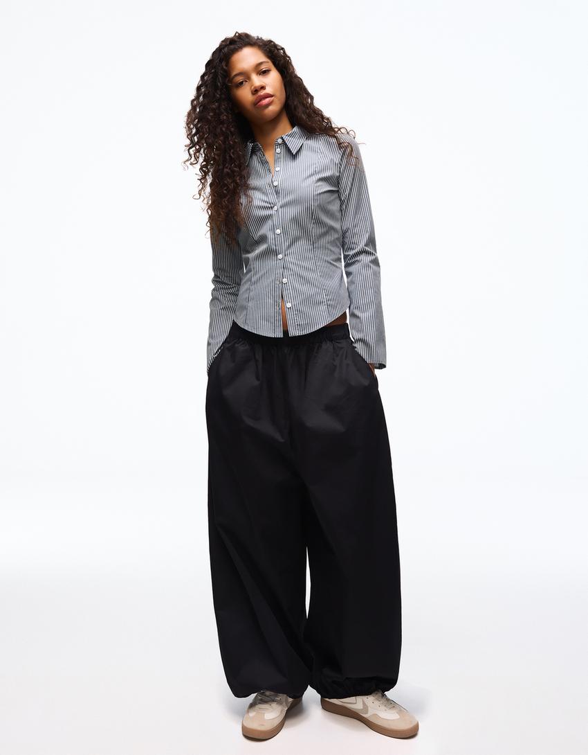 Chemise manches cloche ajustée-Gris