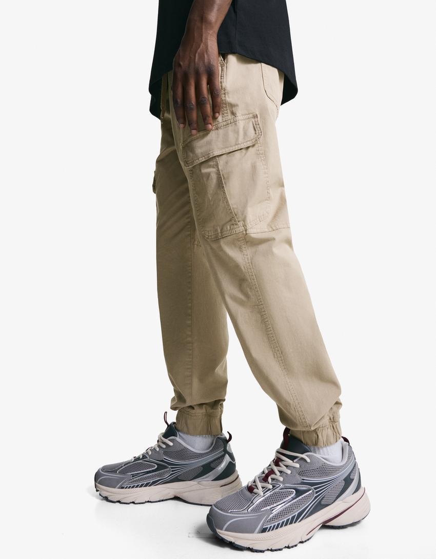 Cargo jogger trousers-Camel
