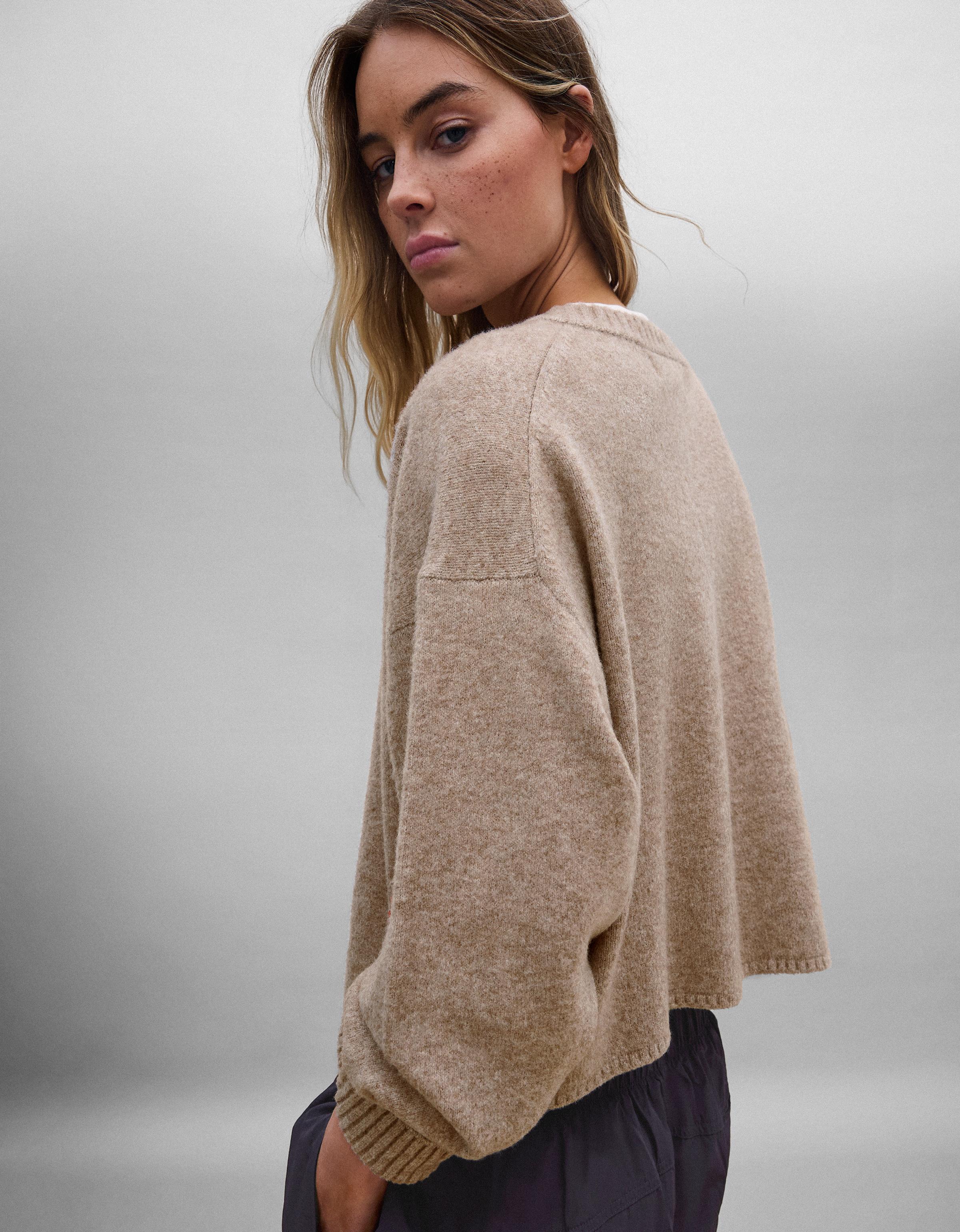 Soft touch round neck jacket — Grey