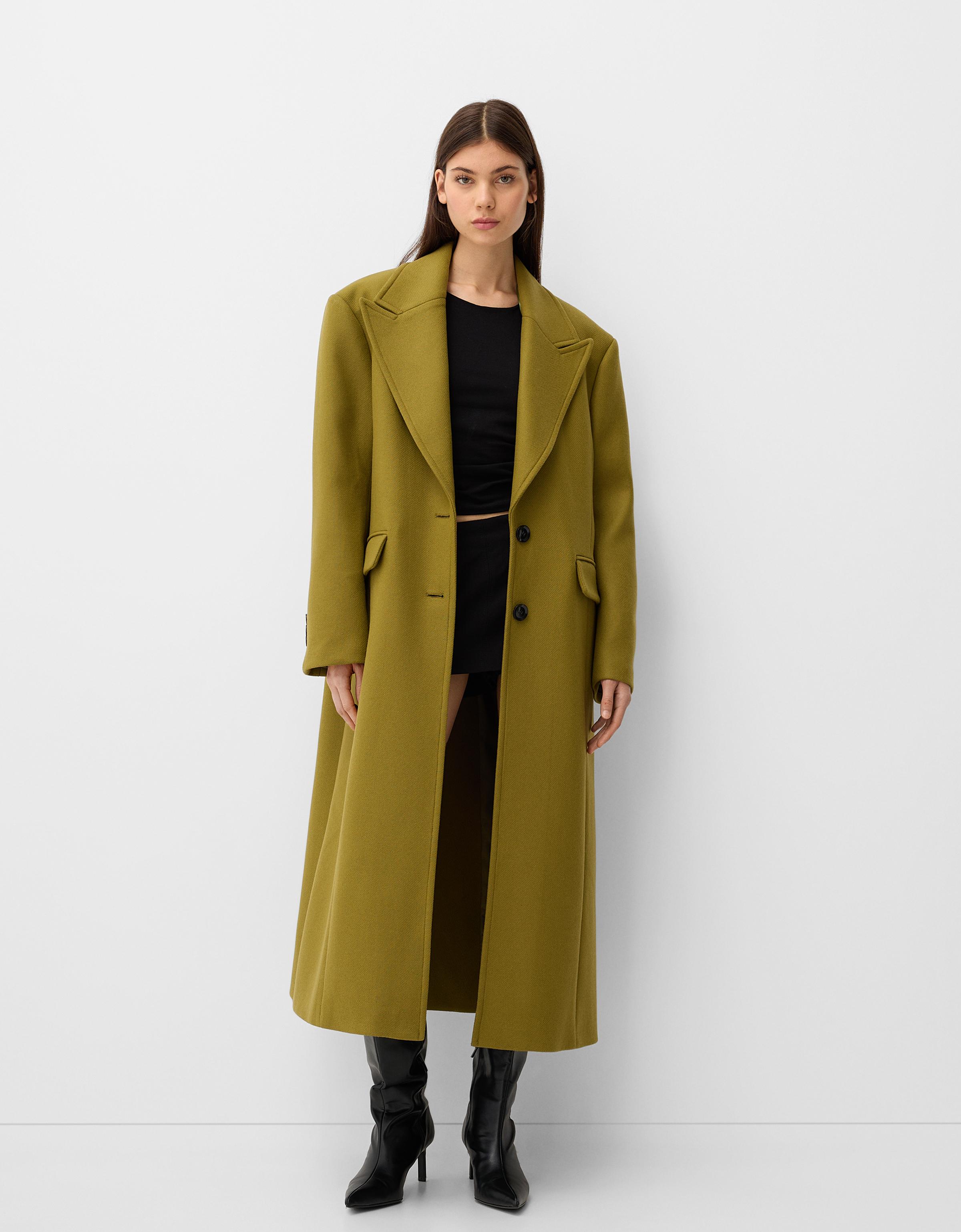 Bershka Oversize-Mantel Mit Manteco-Wolle Damen M-L Grün