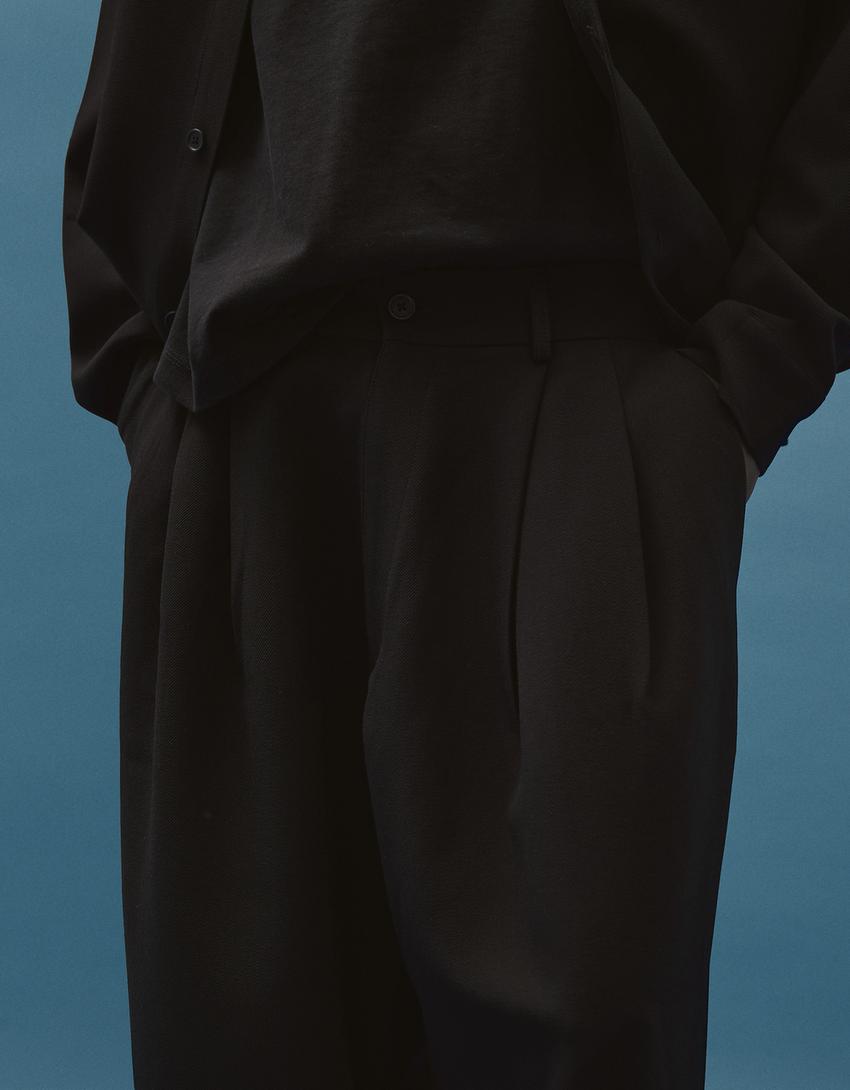 Calças super baggy fit tailored fit-Preto