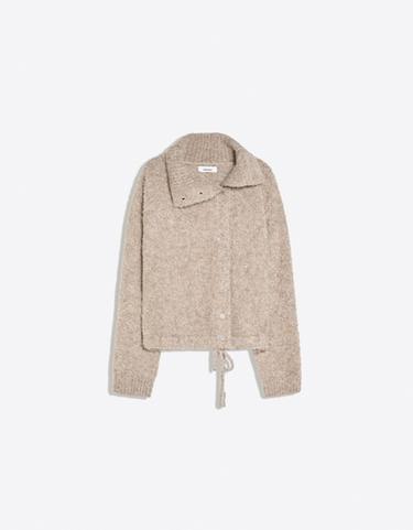 Bouclé shirt-collar jacket with adjustable hem — Brown 5