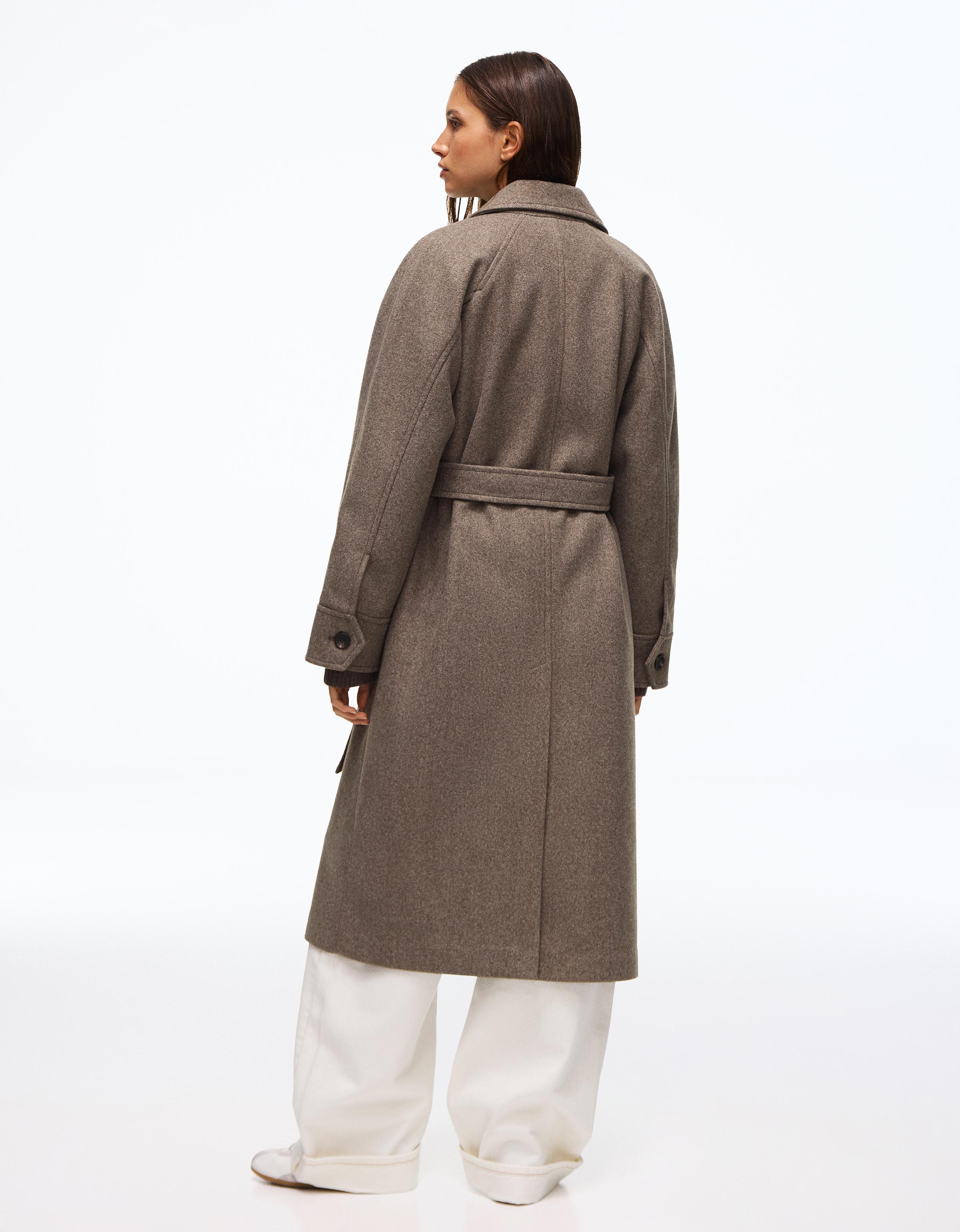 Long soft belted coat — Brown