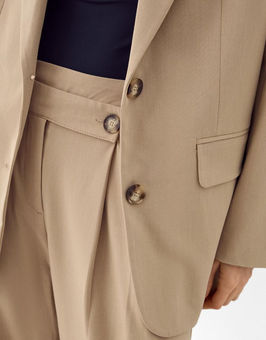 Pantalon jambe large coupe tailleur-Camel-5