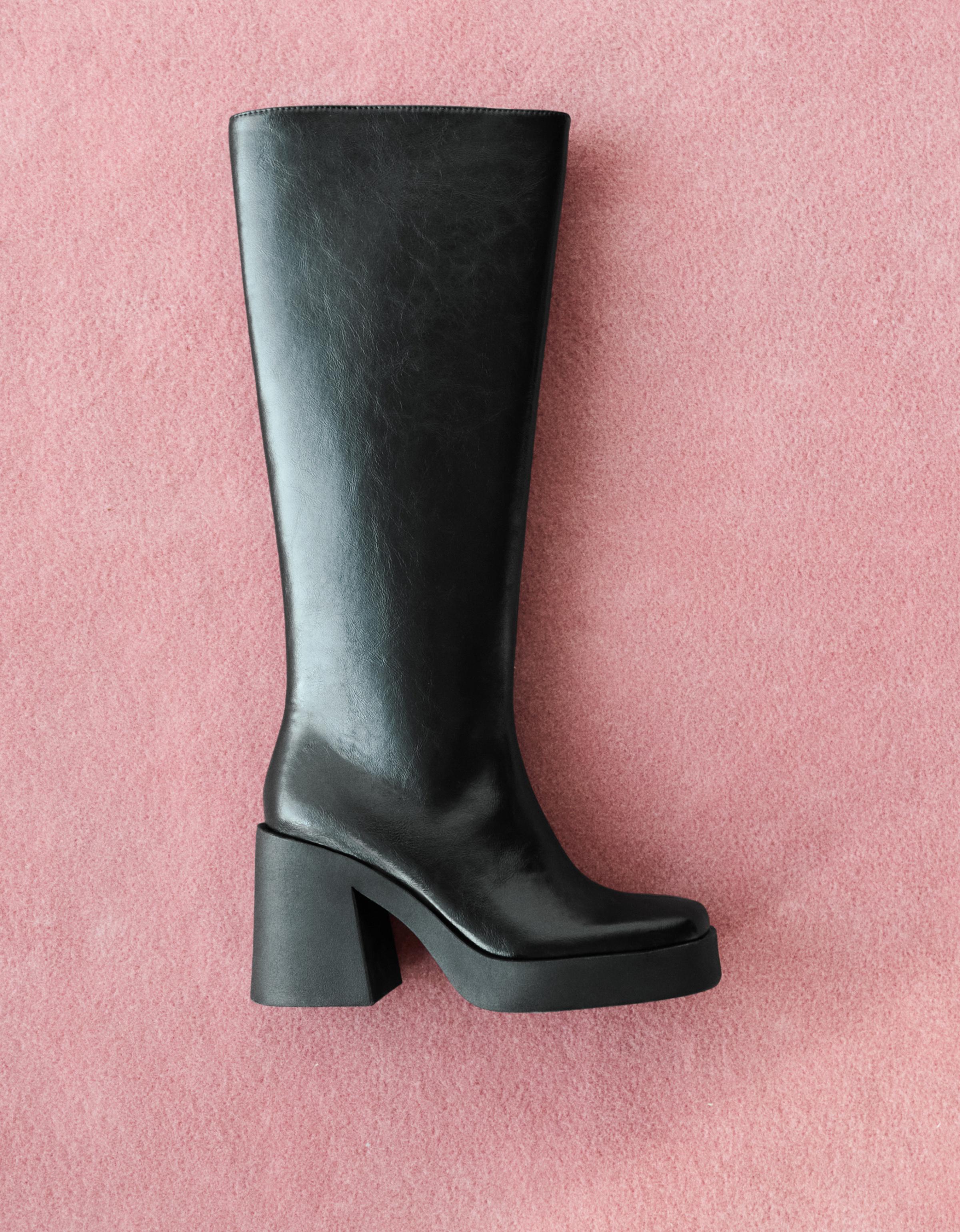 Platform heel boot — BLACK