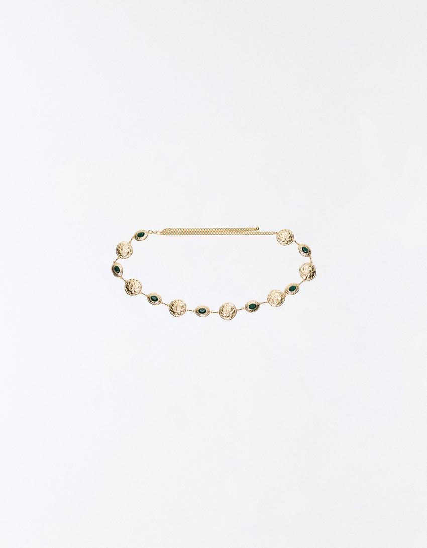 Rhinestone chain belt-Gold