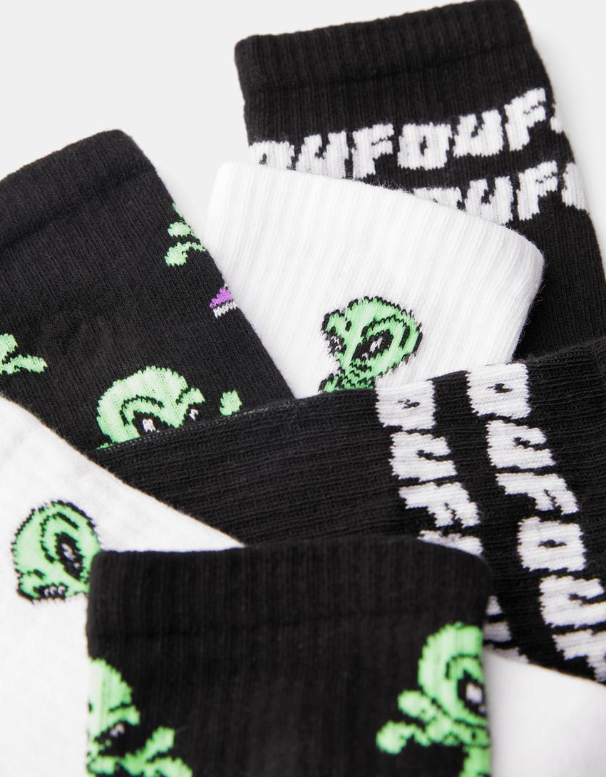 حزمة من 3 ازواج جوارب بطبعة-أسود-2