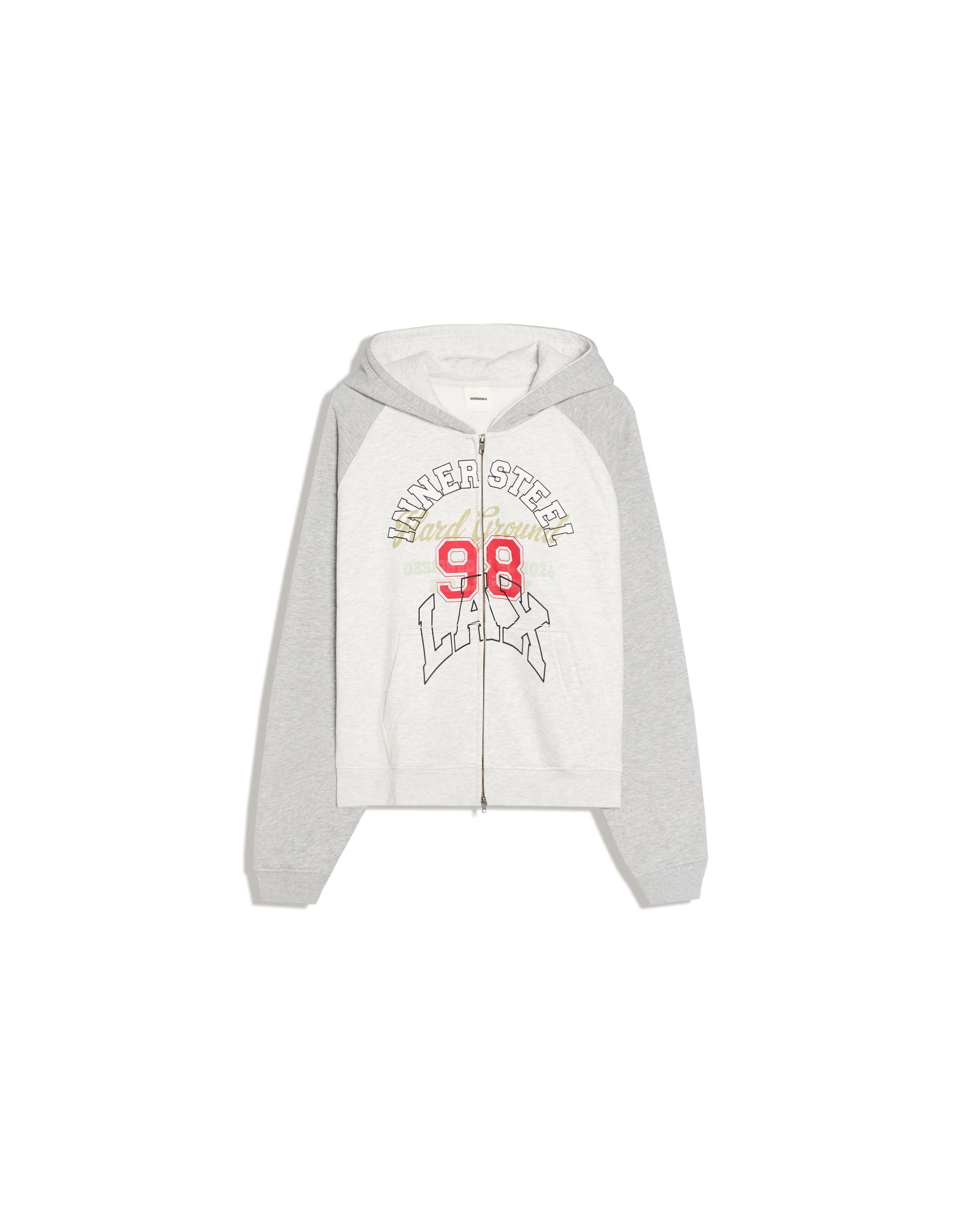 Raglan print hoodie — Grey