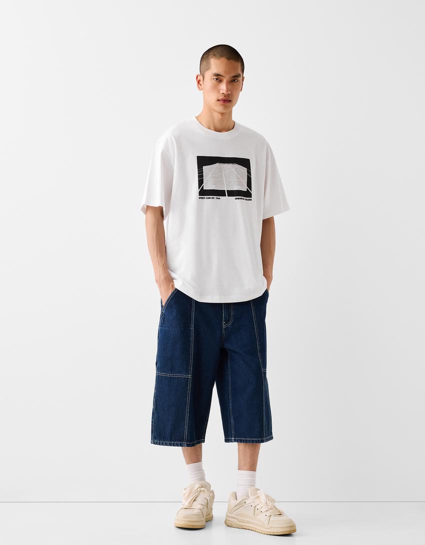 Camiseta manga curta boxy fit estampado-Branco-3