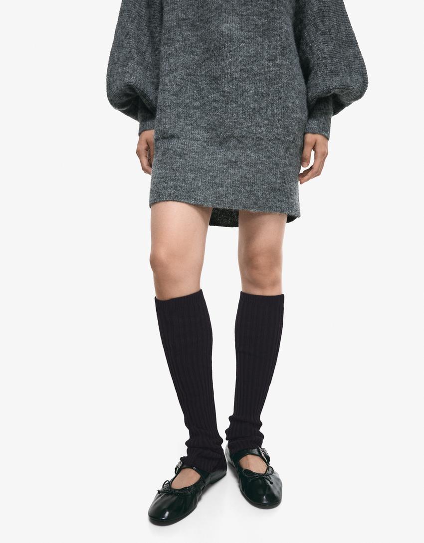 Ribbed leg warmers-Black